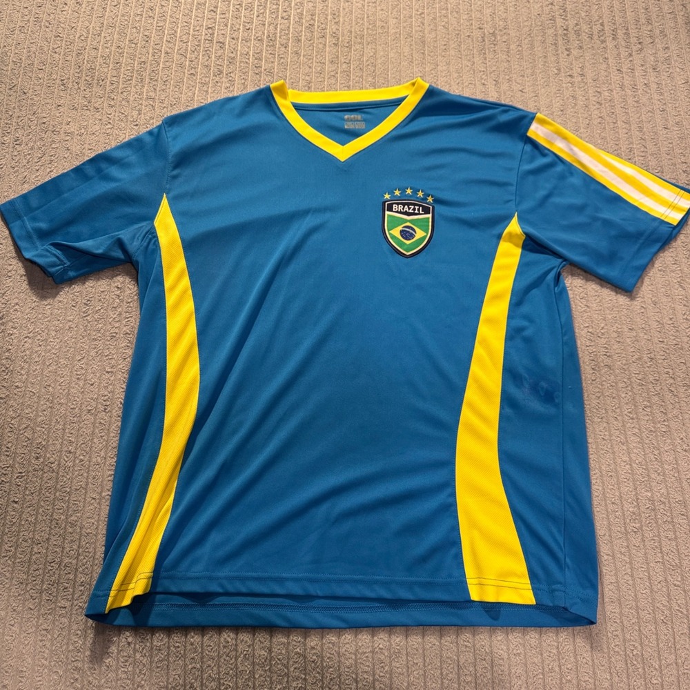 GOL Brazil Soccer Jersey Shirt Mens XL Blue V-Neck Sportswear Football Fan